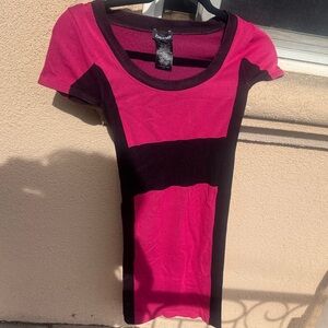 Bebe Pink and Black Colorblock dress